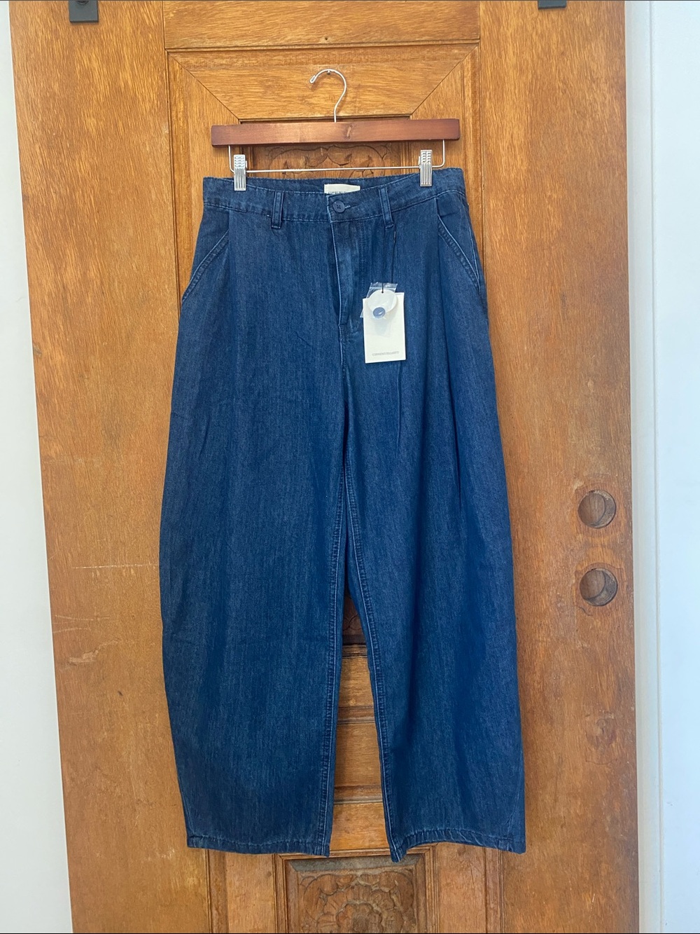 NWT Current Elliott barrel leg denim Jean trouser 4 pleat front